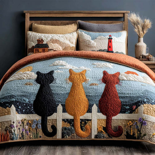 Cat Team Dreams 3-Piece Quilted Bedding Set NCU0NNL183