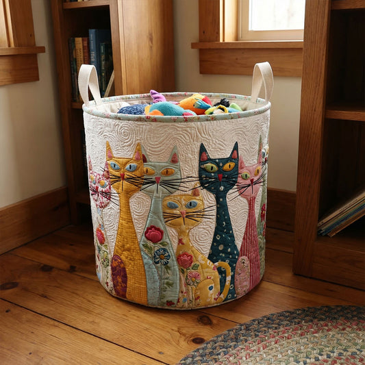 Cat Whisker Charm Quilted Laundry Basket NCU0PTT3032