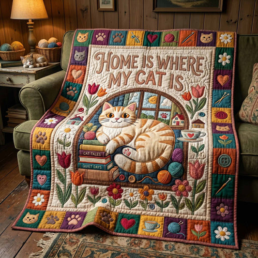 Cat Window Quilted Blanket NCU0NXD1874