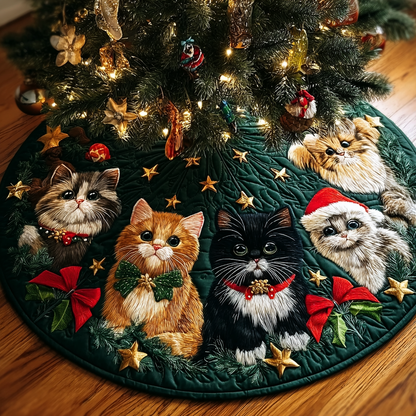 Cat Wonder Christmas Quilted Tree Skirt NCU0DDK1441