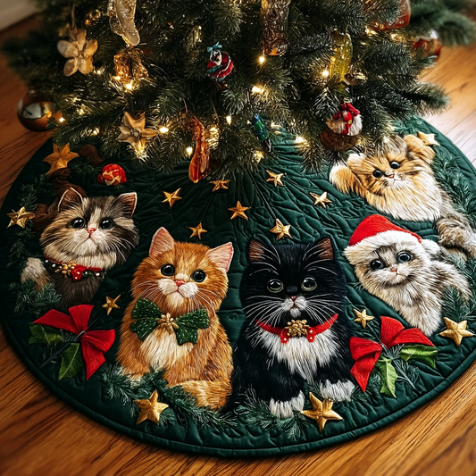 Cat Wonder Christmas Quilted Tree Skirt NCU0DDK1441