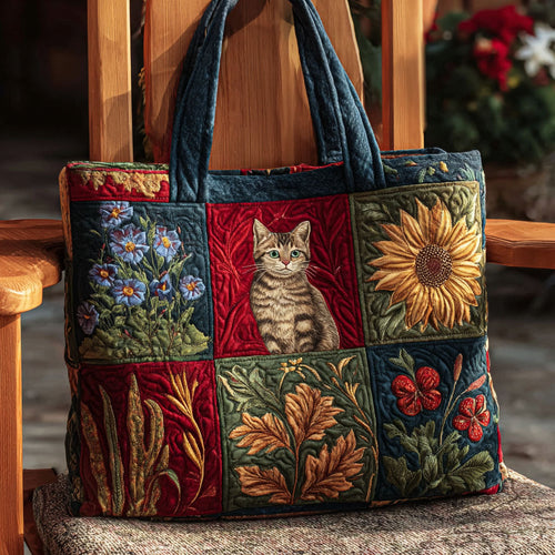 Cat in Bloom Quilted Tote Bag NCU0PTT1777