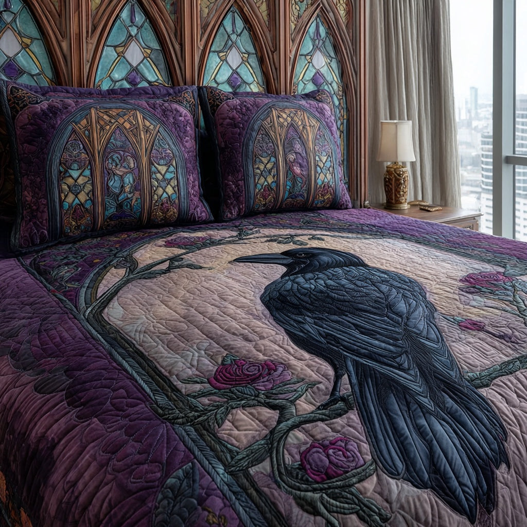 Cathedral Crow 3-Piece Quilted Bedding Set NCU0PVL967