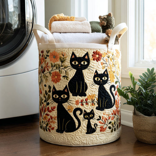 Cats in Bloom Quilted Laundry Basket NCU0PTT1164