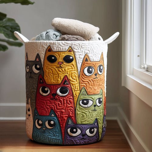 Cattitude in Color Quilted Laundry Basket NCU0PTT1165