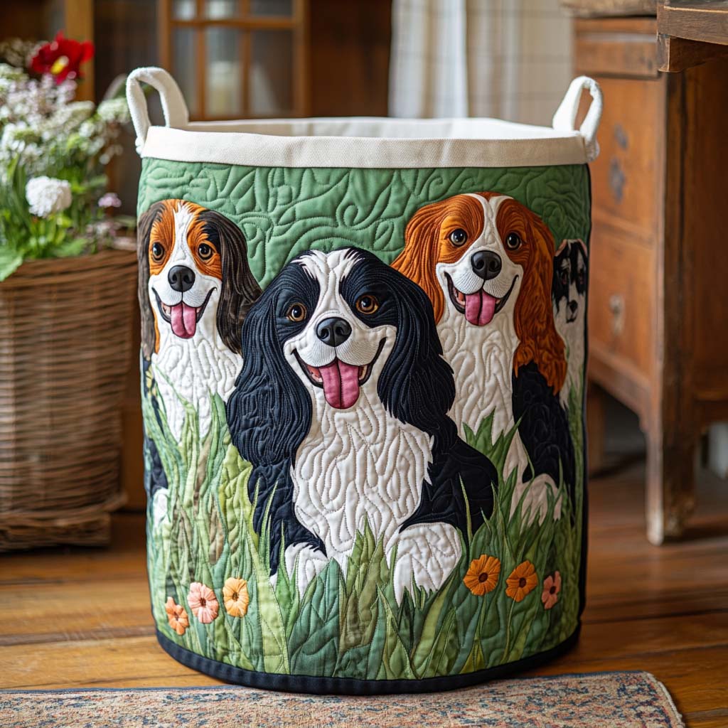 Cavalier Family Charm Quilted Laundry Basket NCU0NXD787