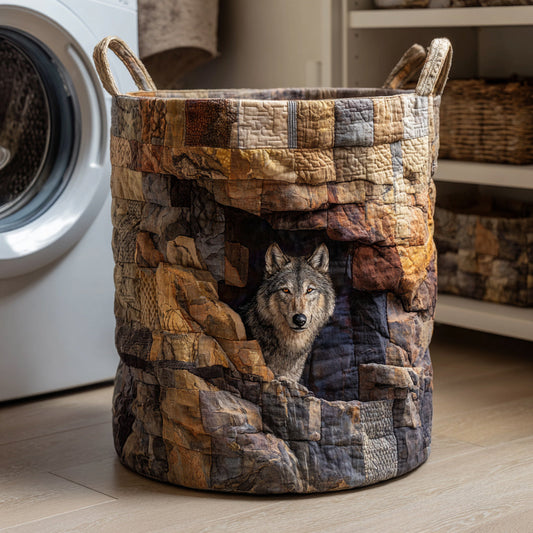 Cave Wolf Guardian Quilted Laundry Basket NCU0HNH765