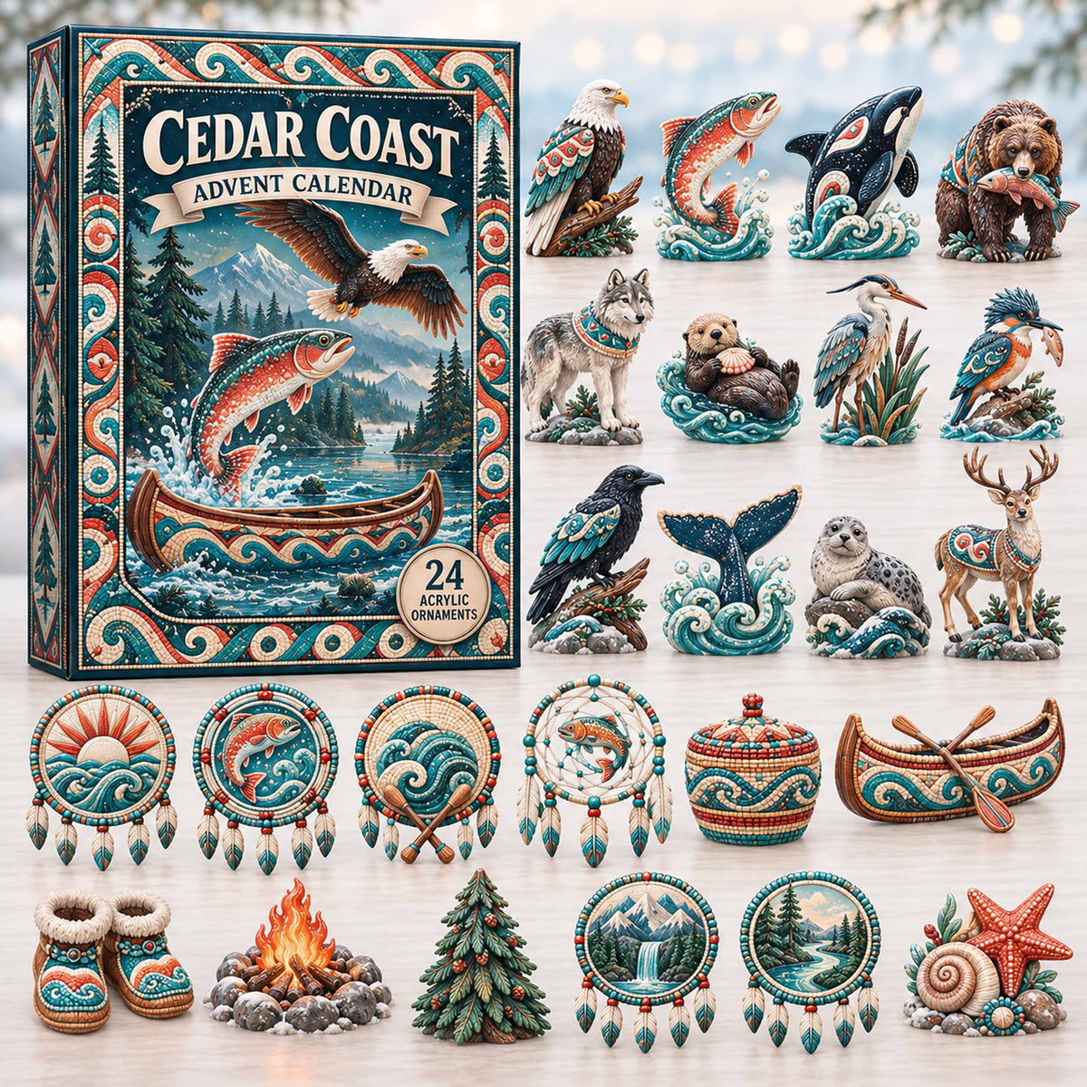 CHRISTMAS KICKOFF 40% OFF - Cedar Coast Advent Calendar 2026 - 24-Day Festive Countdown, Acrylic Charms Blind Box - Gift For Family and Friends AC0TD011