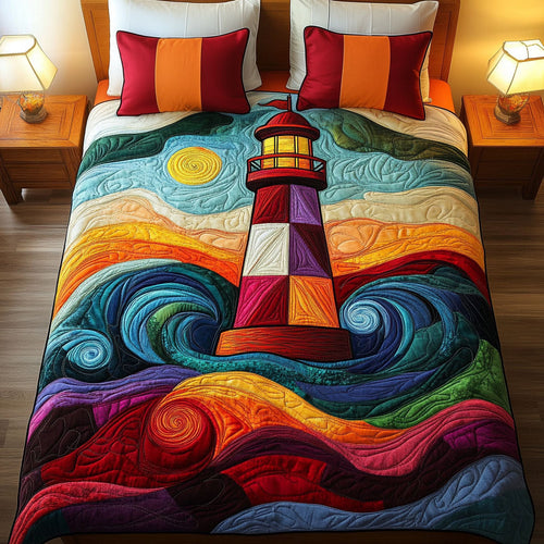 Celestial Lighthouse 3-Piece Quilted Bedding Set NCU0NNT267