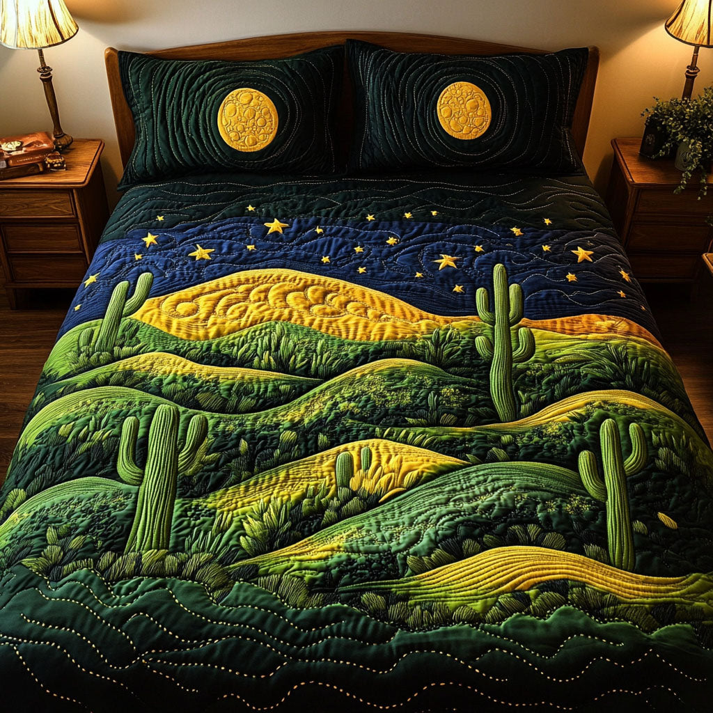 Celestial Cacti 3-Piece Quilted Bedding Set NCU0NNT348