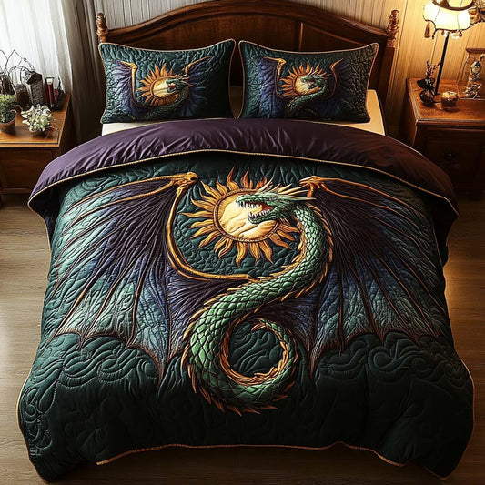 Celestial Dragon 3-Piece Quilted Bedding Set NCU0DQQ039