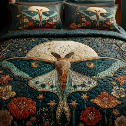 Celestial Luna Moth 3-Piece Quilted Bedding Set NCU0LDH100