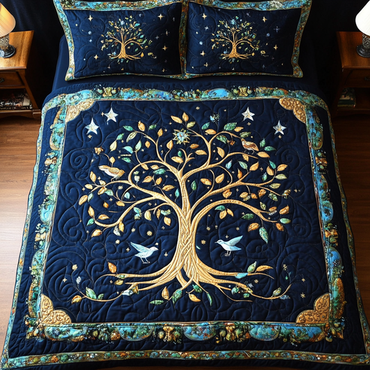 Celestial Tree Dreams 3-Piece Quilted Bedding Set NCU0TL1993