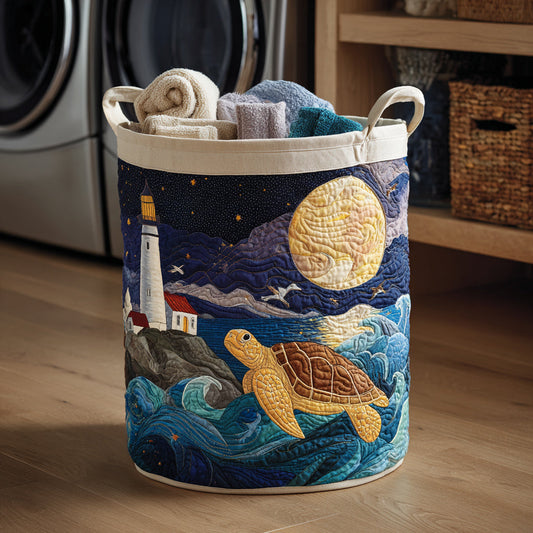 Celestial Turtle Night Quilted Laundry Basket NCU0HNH221