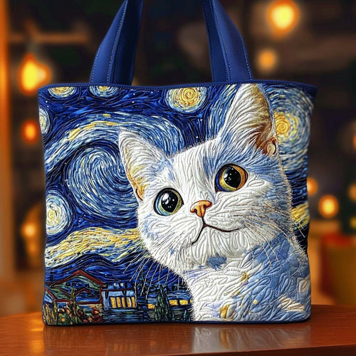 Celestial Whiskers Quilted Tote Bag NCU0NXD560