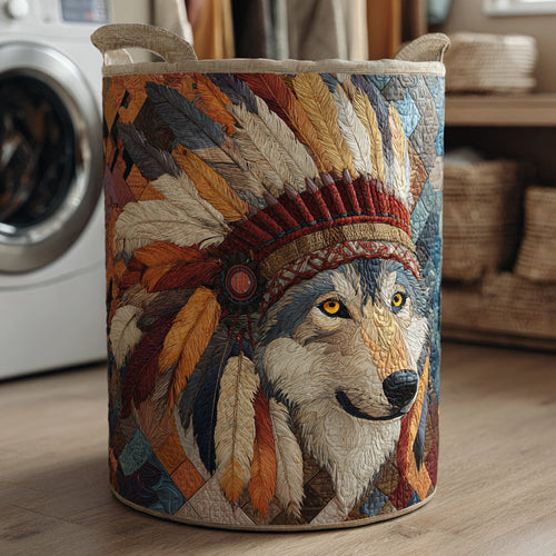 Celestial Wolf Quilted Laundry Basket NCU0HNH667