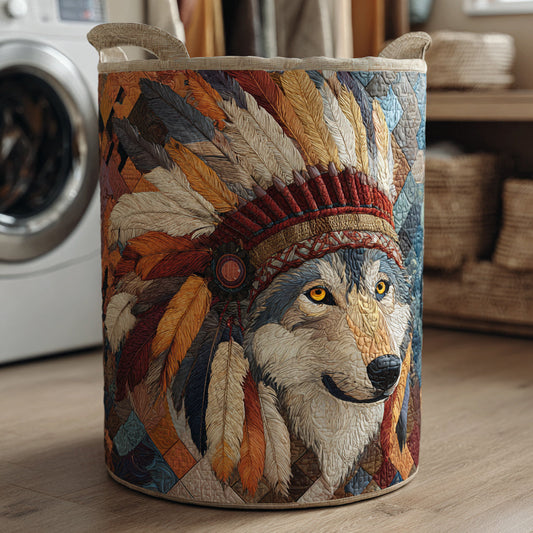 Celestial Wolf Quilted Laundry Basket NCU0HNH667