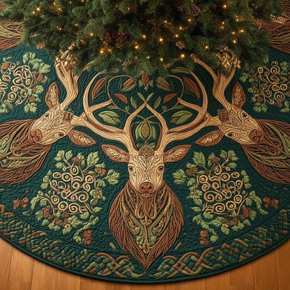 Celtic Forest Deer Christmas Quilted Tree Skirt NCU0NTD1021