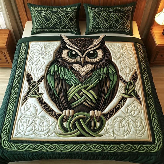 Celtic Owl Guardian 3-Piece Quilted Bedding Set NCU0NXD477
