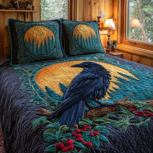 Celtic Raven 3-Piece Quilted Bedding Set NCU0PVL971