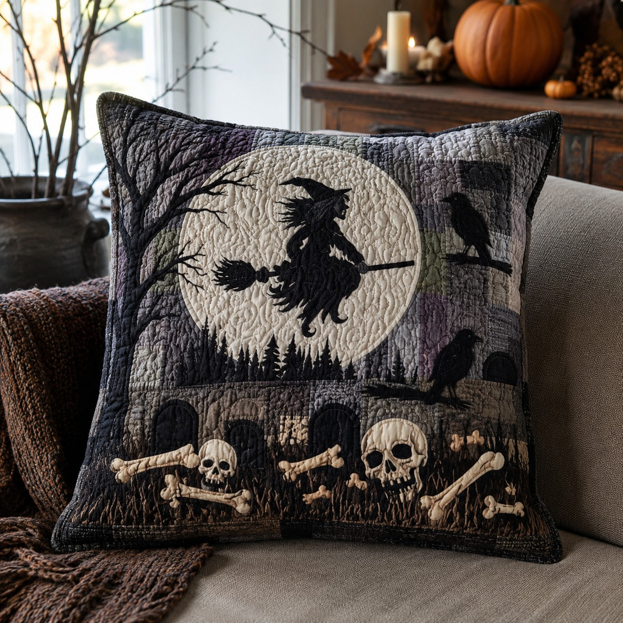 Cemetery Shadows Quilted Pillow Case NCU0PTT3240
