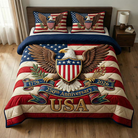 Centennial Eagle 3-Piece Quilted Bedding Set NCU0HNH970