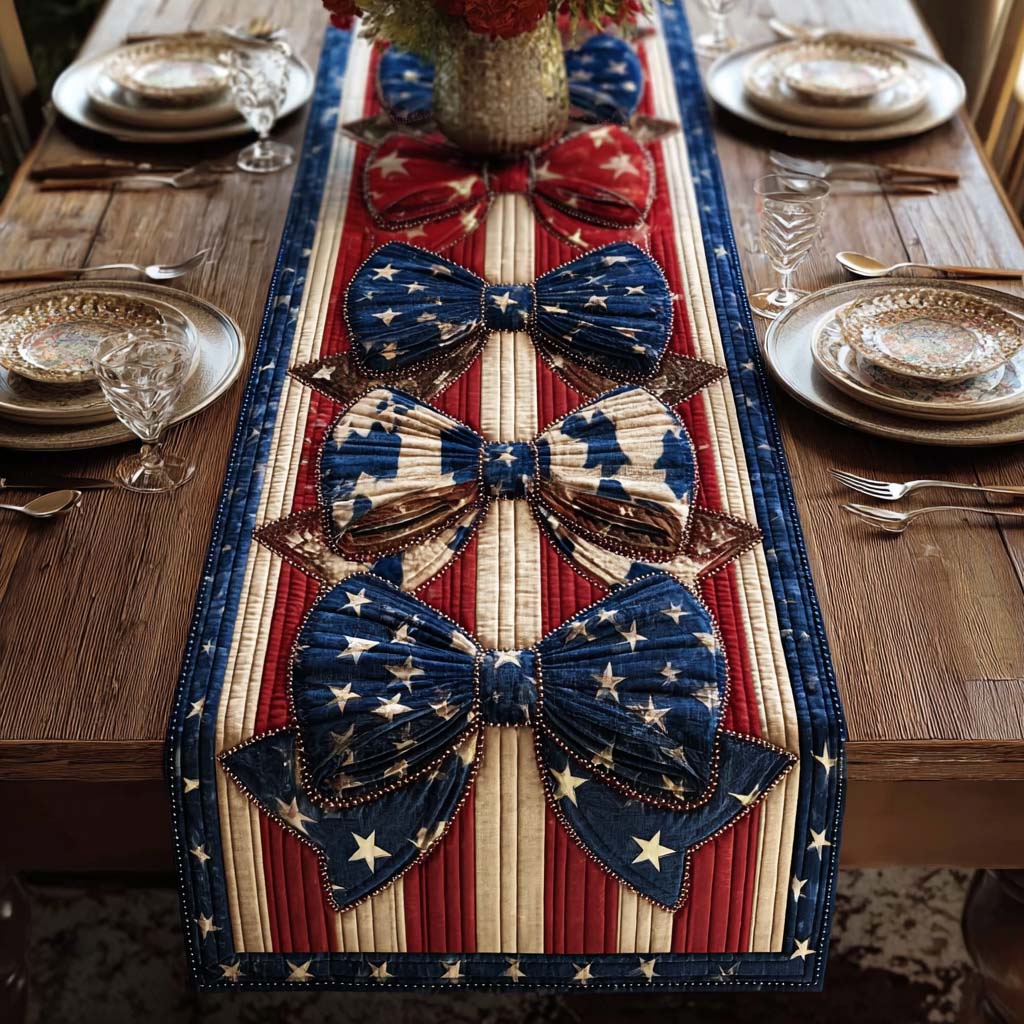 Ceremony Bows Quilted Table Runner NCU0HNH935