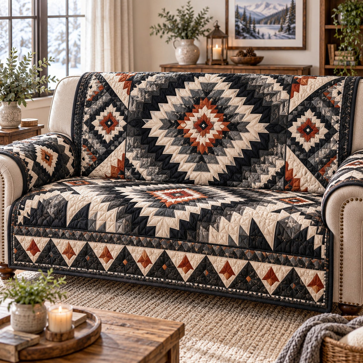 Charcoal Southwest Loveseat Sofa Cover NCU0NTD2375