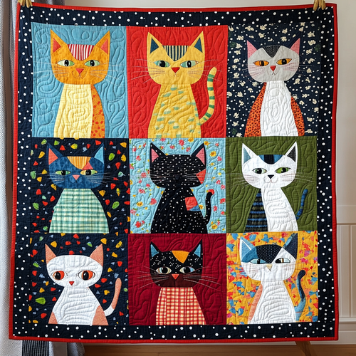 Charming Cat Quilted Blanket NCU0PD493