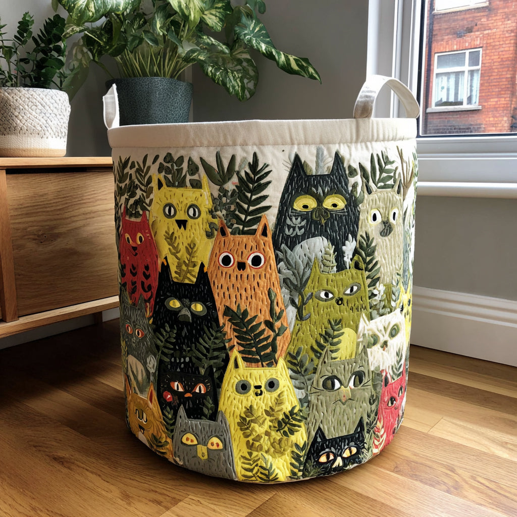 Charming Cats Quilted Laundry Basket NCU0DV1616