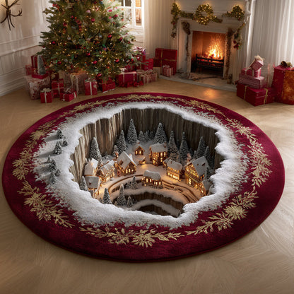 Charming Christmas Village Round Carpet NCU0HH1116