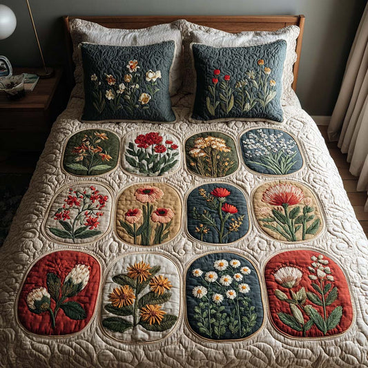 Charming Petals 3-Piece Quited Bedding Set NCU0NNT855
