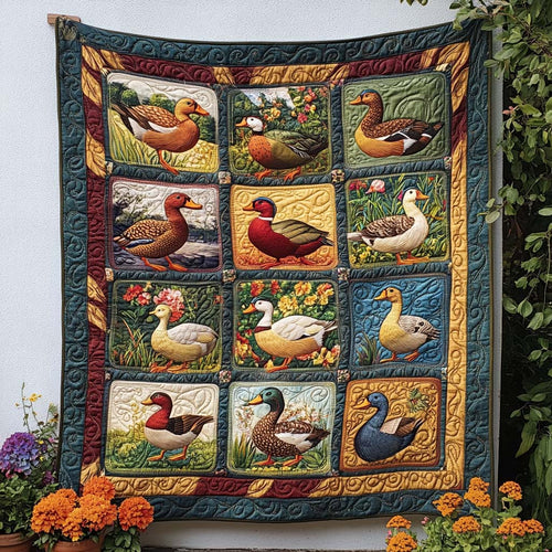 Charming Pond Ducks Quilted Blanket NCU0NNT900