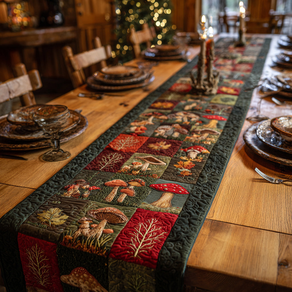 Checkered Mushroom Quilted Table Runner NCU0HNH602