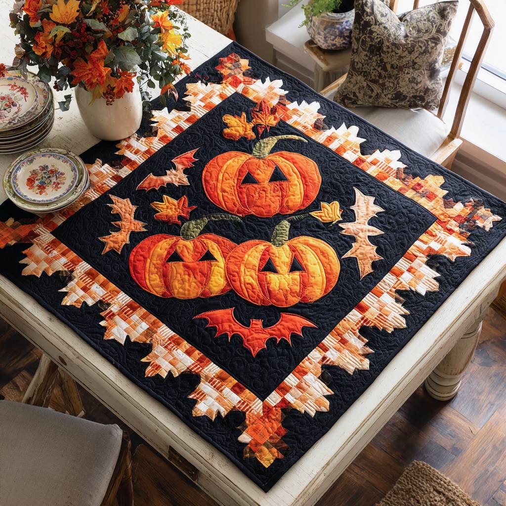 Cheeky Pumpkin Pals Quilted Table Topper NCU0PTT843