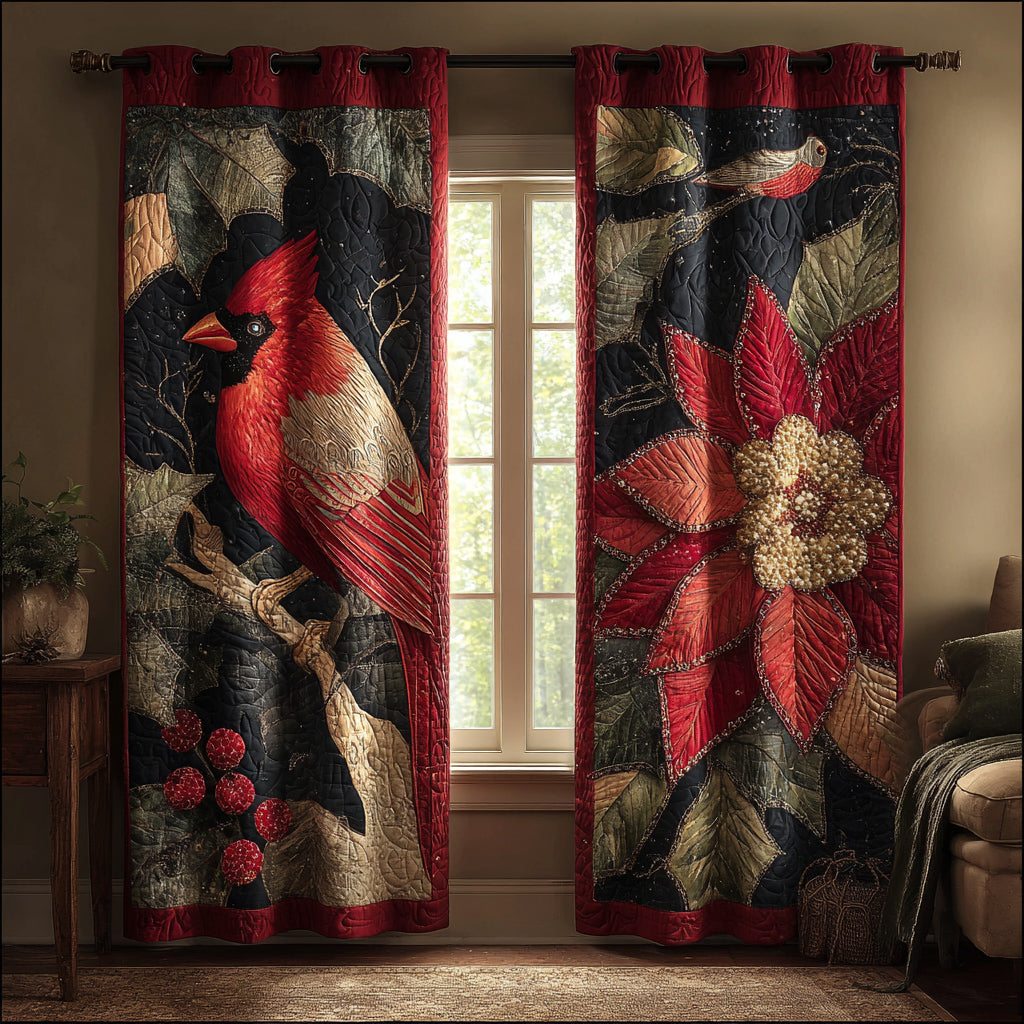 Cheer Cardinal Quilted Curtains NCU0HNH574