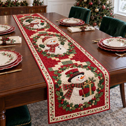 Cheer Snowman Quilted Table Runner NCU0HNH1313