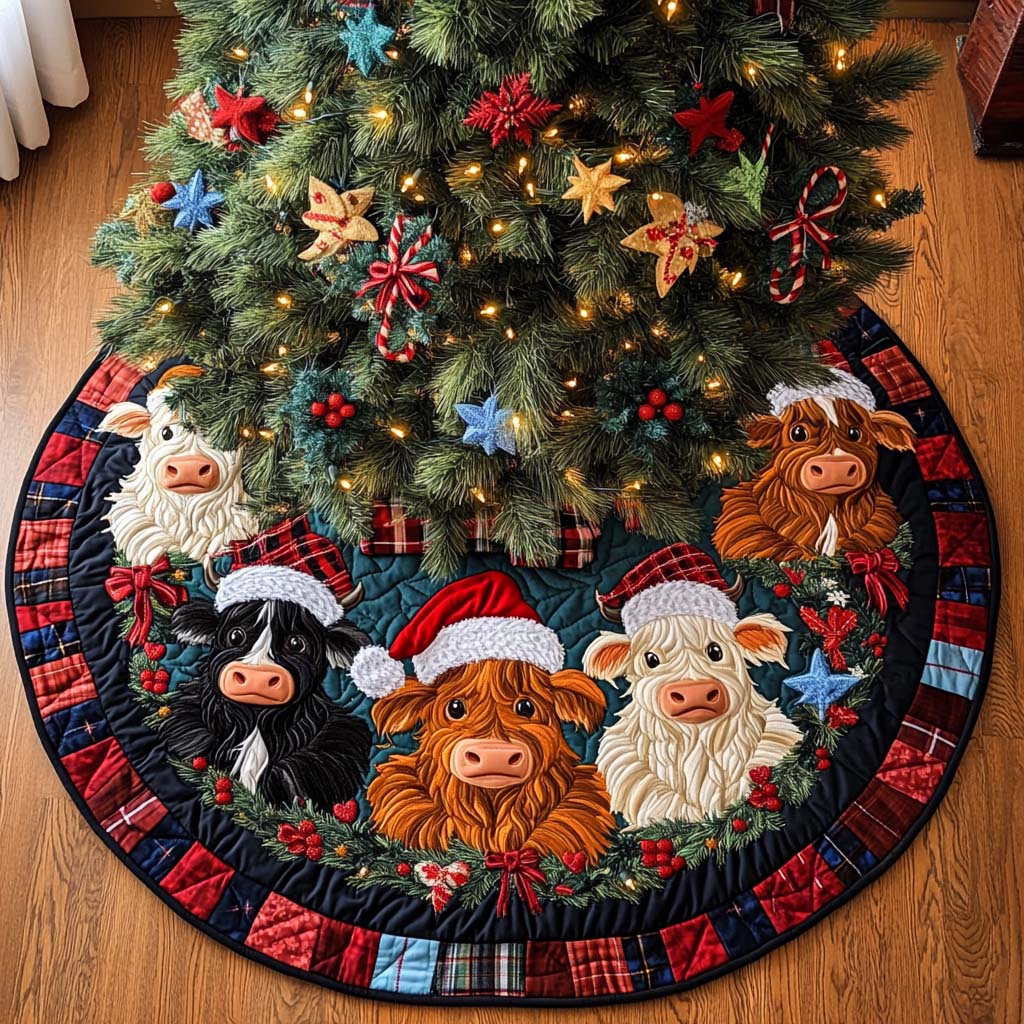 Cheerful Clan Christmas Quilted Tree Skirt NCU0NNT145