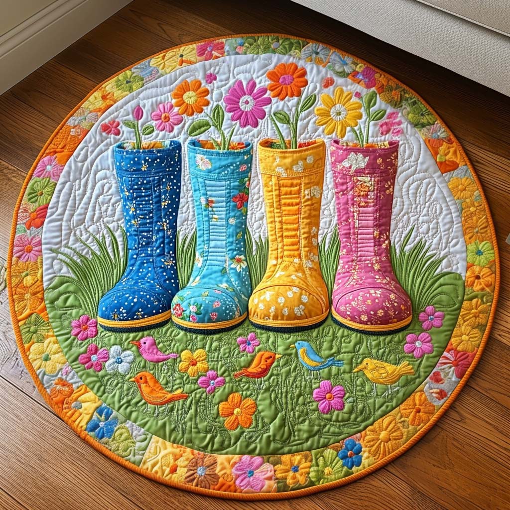 Cheerful Boots Quilted Round Mat NCU0NNT1933