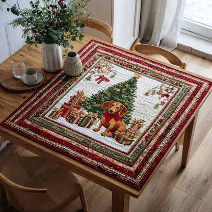 Cheerful Dachshund Glee Quilted Table Topper NCU0HNH205