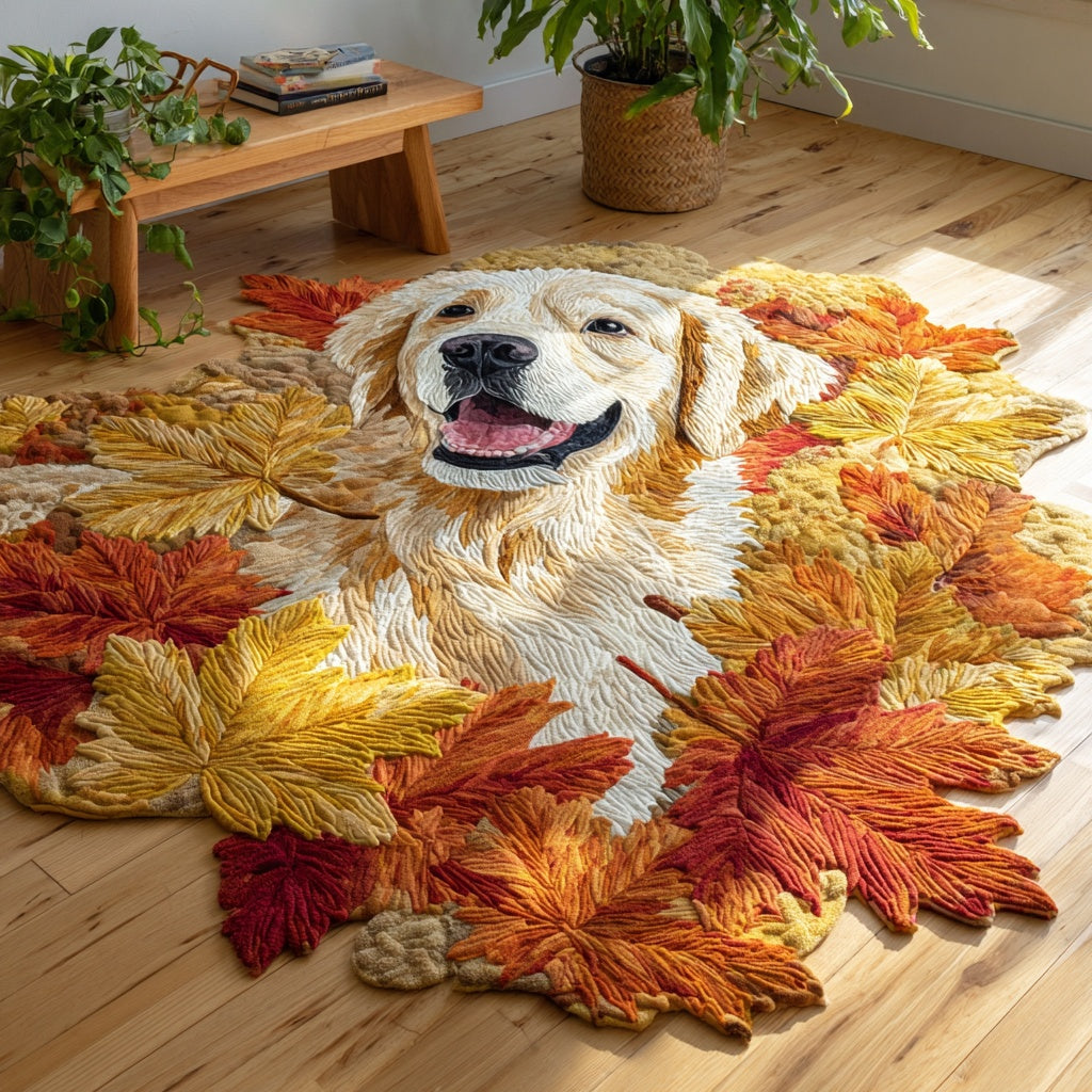Cheerful Leaf Golden Custom Shape Area Rug NCU0PVL875