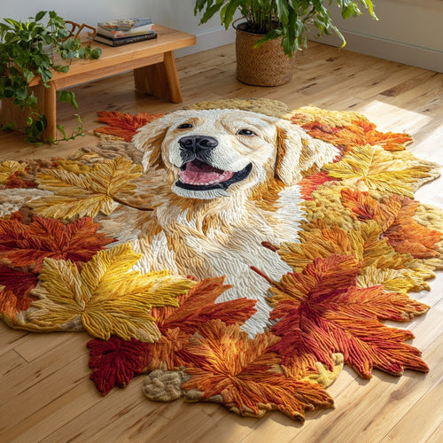 Cheerful Leaf Golden Custom Shape Area Rug NCU0PVL875