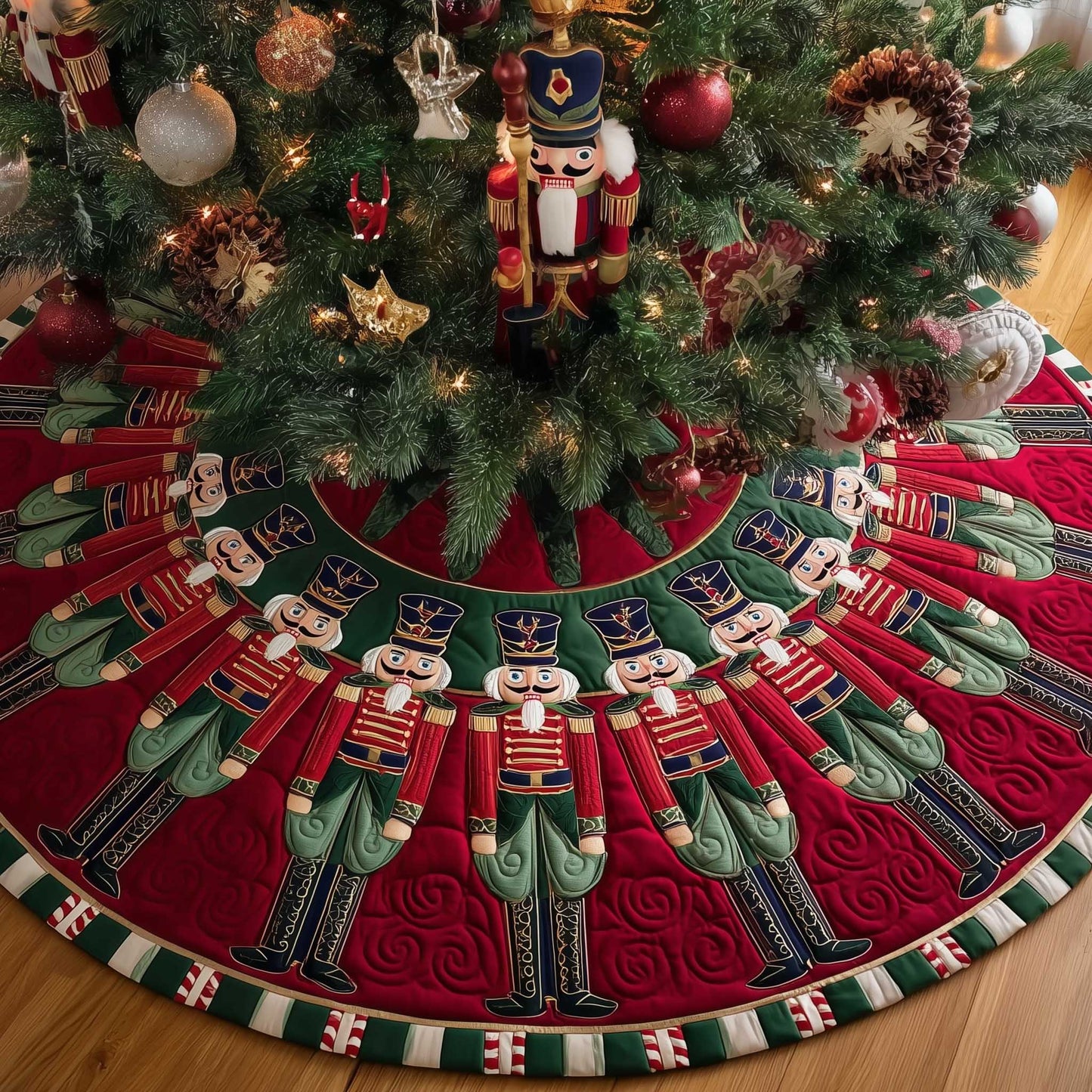 Cheerful Nutcracker Christmas Quilted Tree Skirt NCU0HTT120