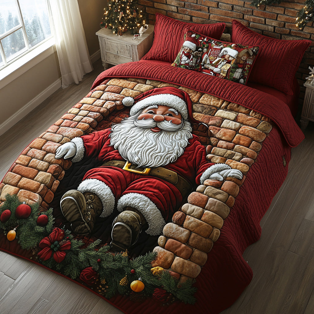 Cheerful Santa Quilted Bedding Set NCU0DV1128