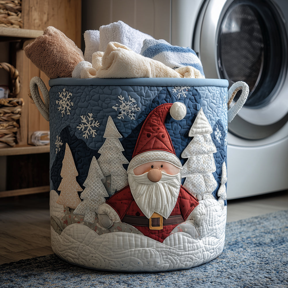 Cheerful Santa Quilted Laundry Basket NCU0TH3275