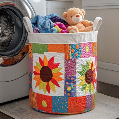 Cheerful Sunflower Quilted Laundry Basket NCU0NNT1071