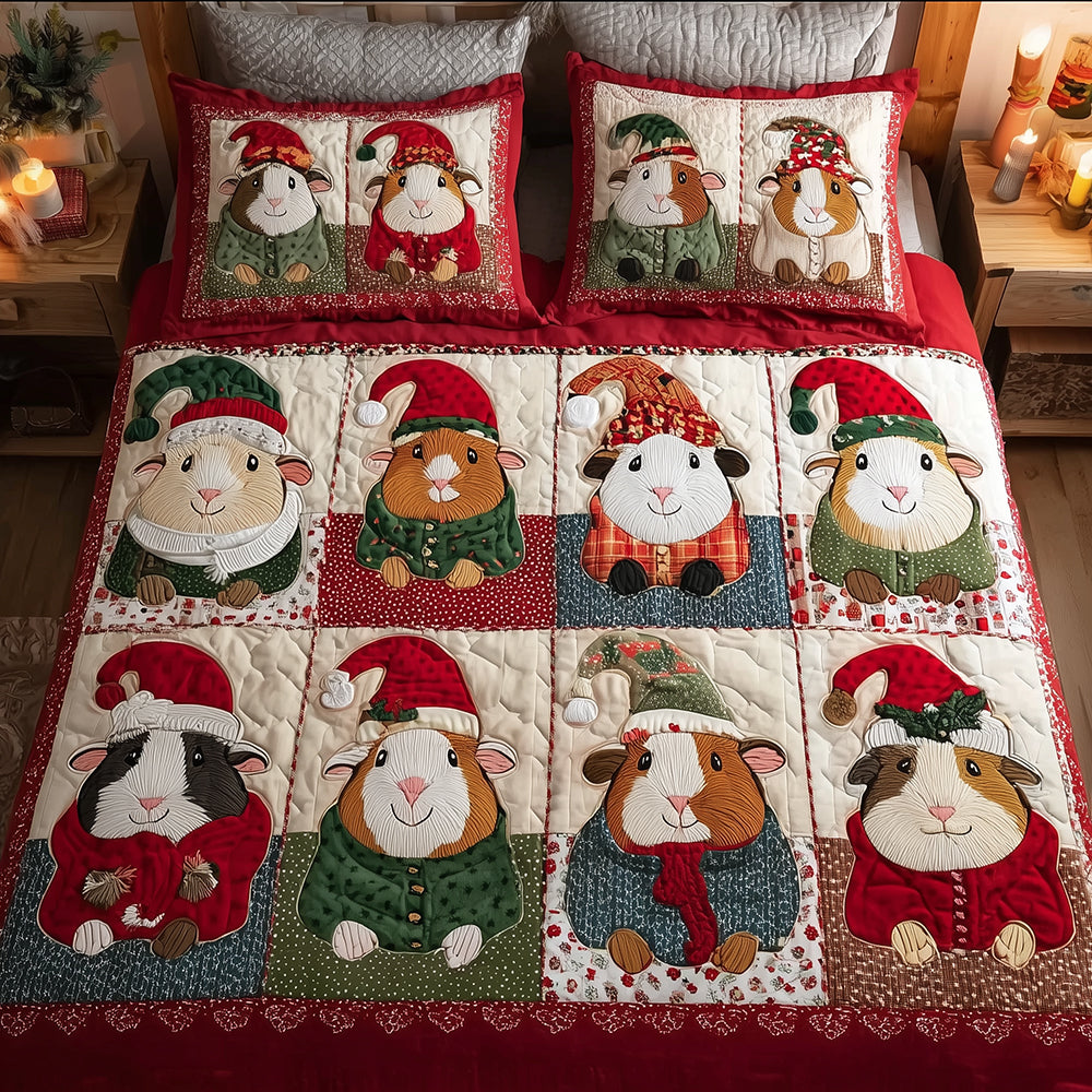 Cheery Guinea Pig 3-Piece Quilted Bedding Set NCU0TH3780