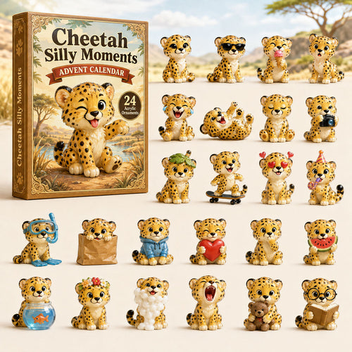 CHRISTMAS KICKOFF 40% OFF - Cheetah Silly Moments Advent Calendar 2026 - 24-Day Festive Countdown, Acrylic Charms Blind Box - Gift For Cheetah Lovers AC0HA123