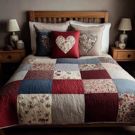 Cherished Hearts 3-Piece Quilted Bedding Set NCU0DQQ0264