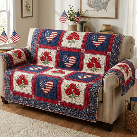 Cherry Freedom Quilted Sofa Cover NCU0NTV1088